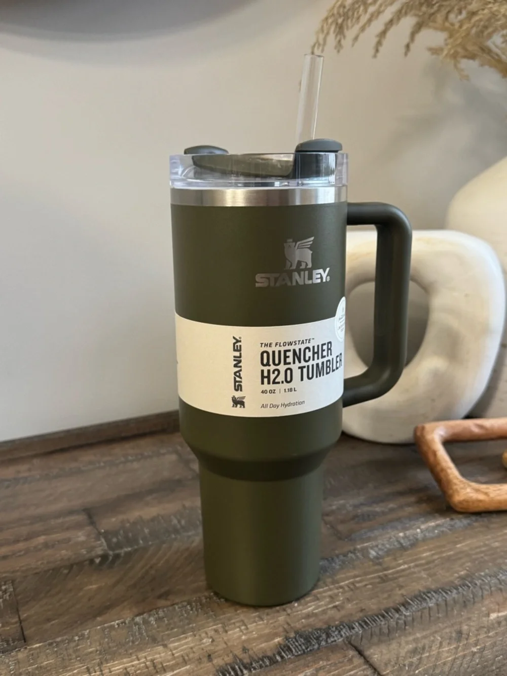 Stanley Olive Green Travel Tumbler with Handle & Clear Lid - Picture 5 of 8